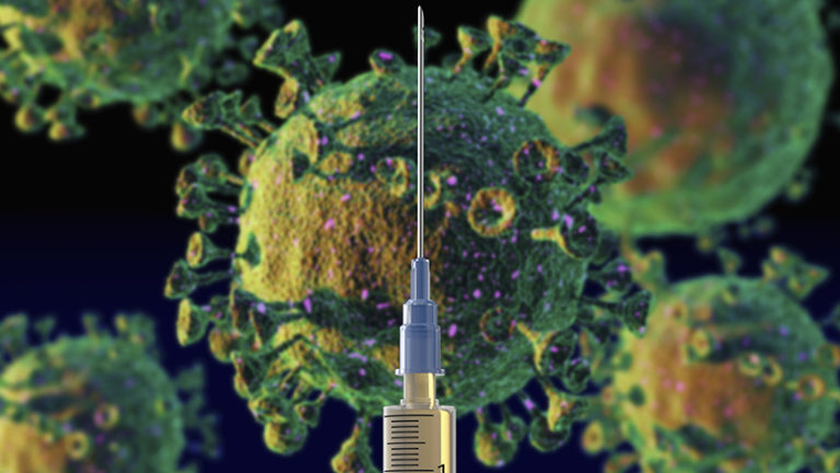 Syringe with coronavirus vaccine